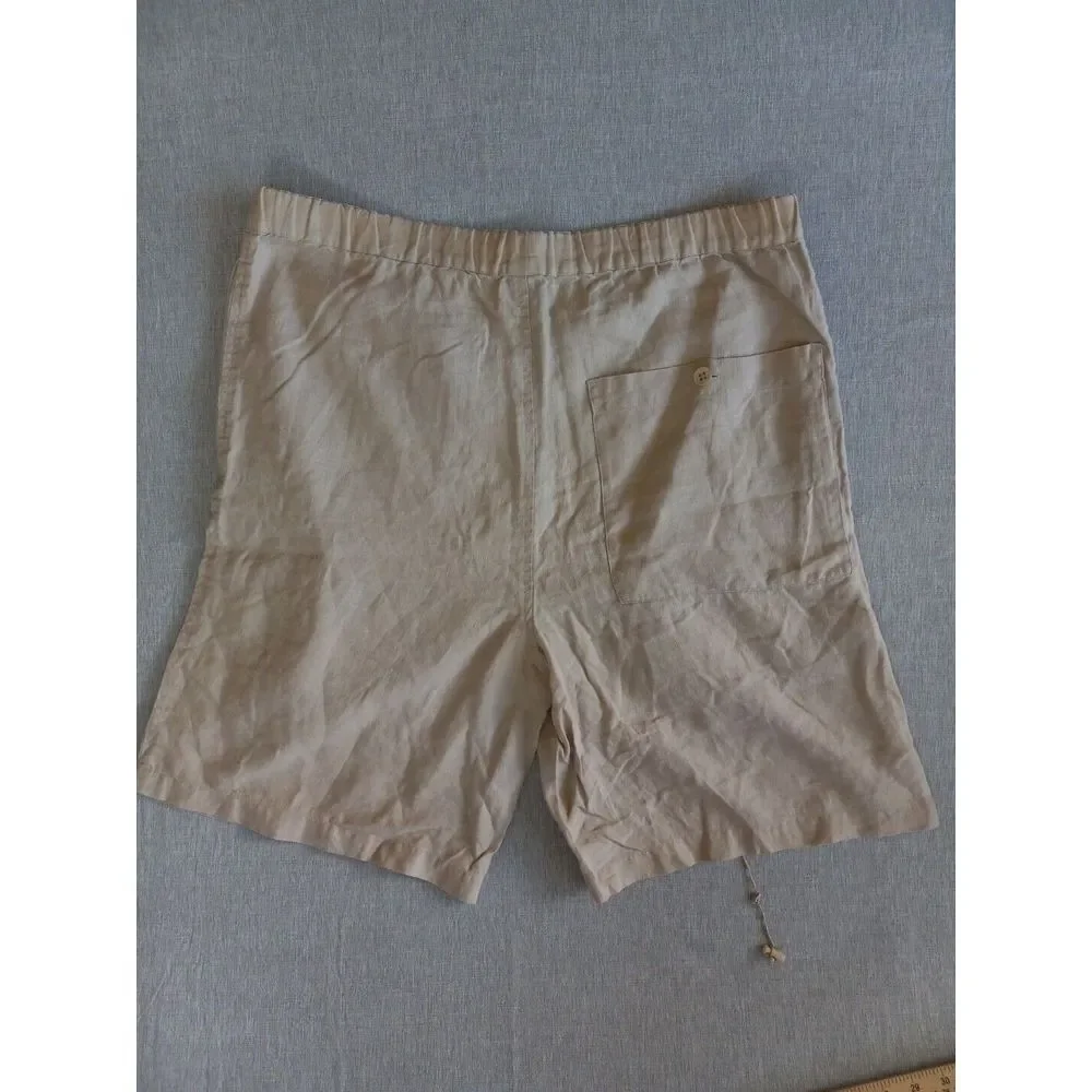 Elements By‎ Arnold Zimberg Men Small Pure Linen Drawstrings Stretch Waist Short - Picture 8 of 10